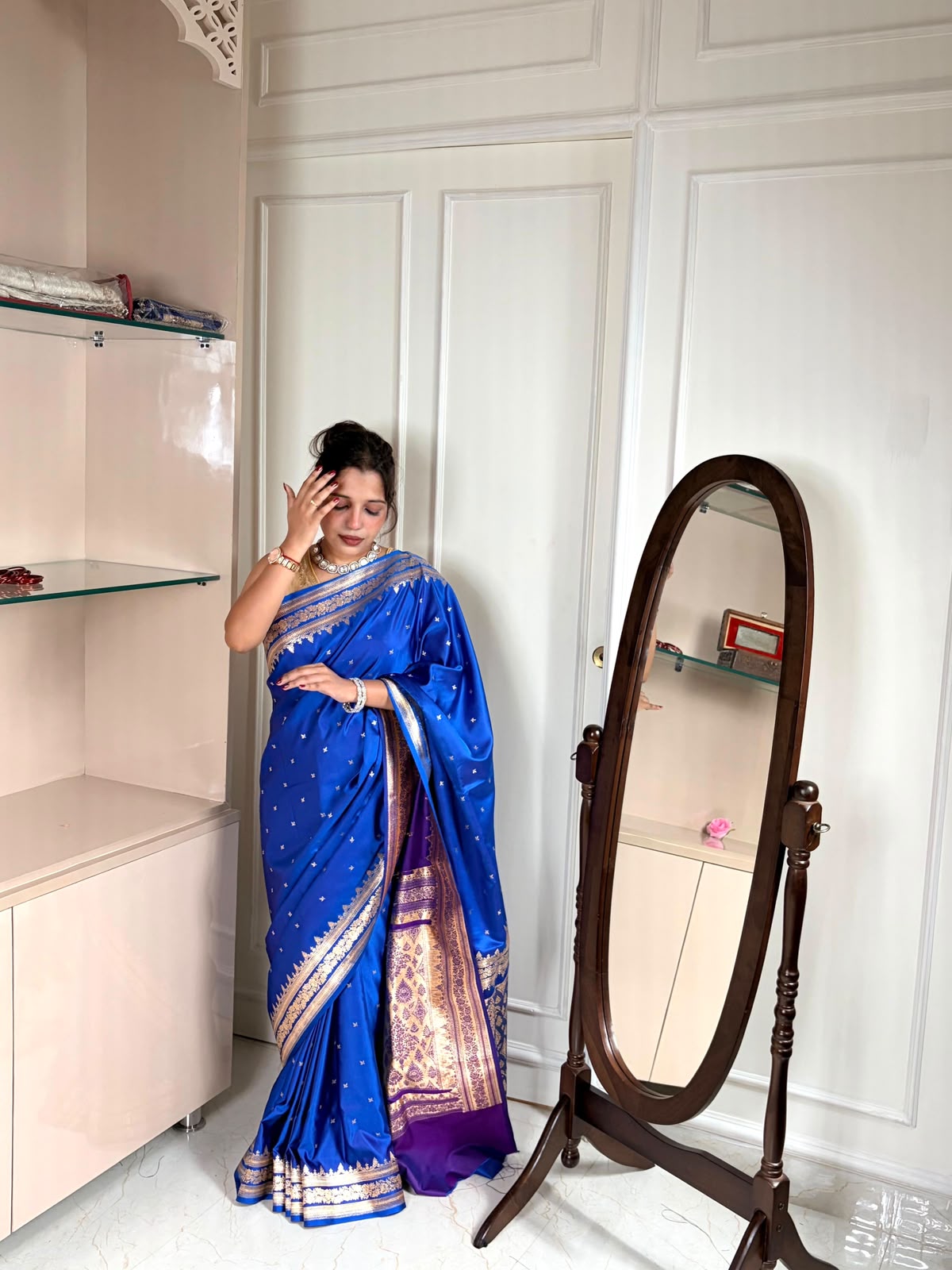 soft Premium Silk Saree with Silver Zari Floral Border Weaving