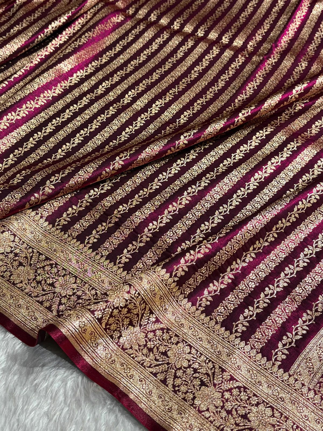Banarasi Satin Saree With Diagonal Design