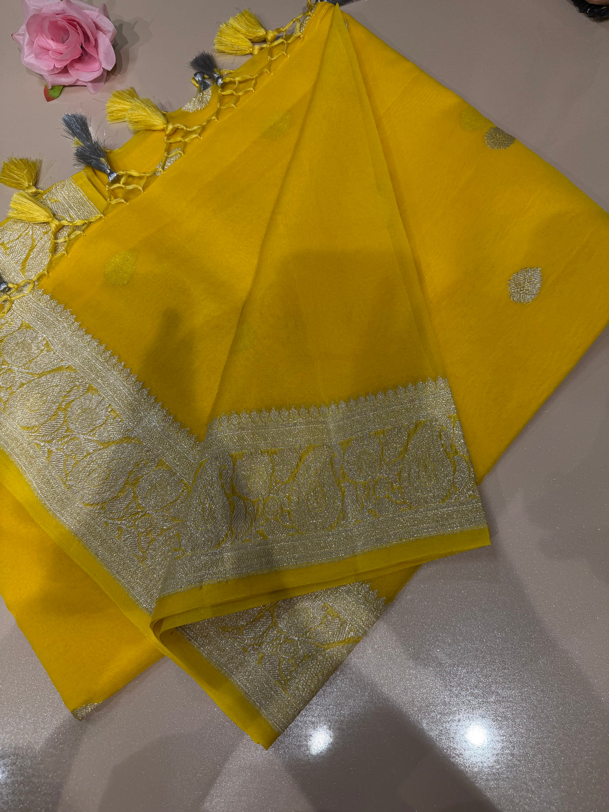 Pure handloom Banarasi chiffon Khaddi saree