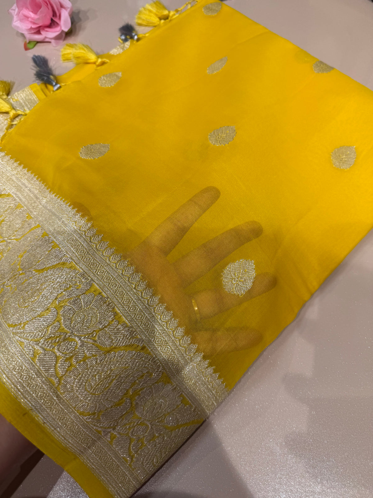 Pure handloom Banarasi chiffon Khaddi saree