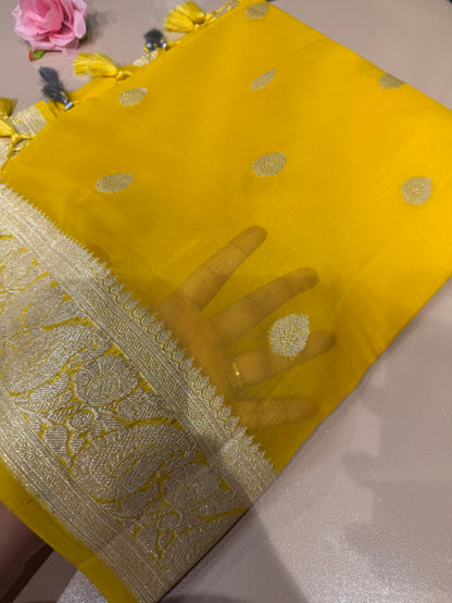 Pure handloom Banarasi chiffon Khaddi saree