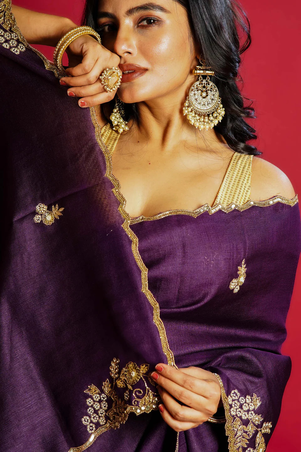 Purple Tussar Saree With Blouse Piece