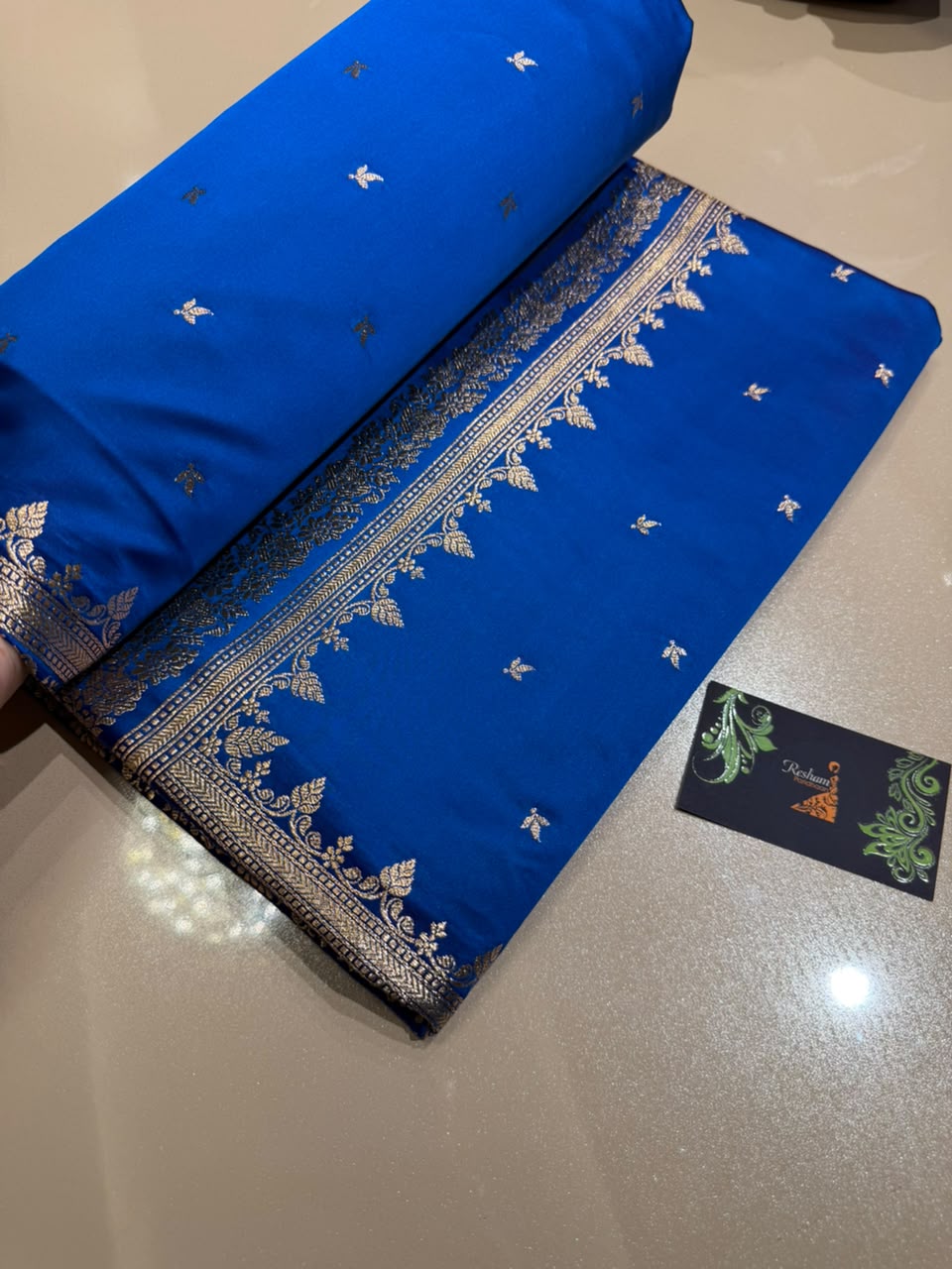 Royal Blue Premium Silk Saree with Silver Zari Floral Border Weaving