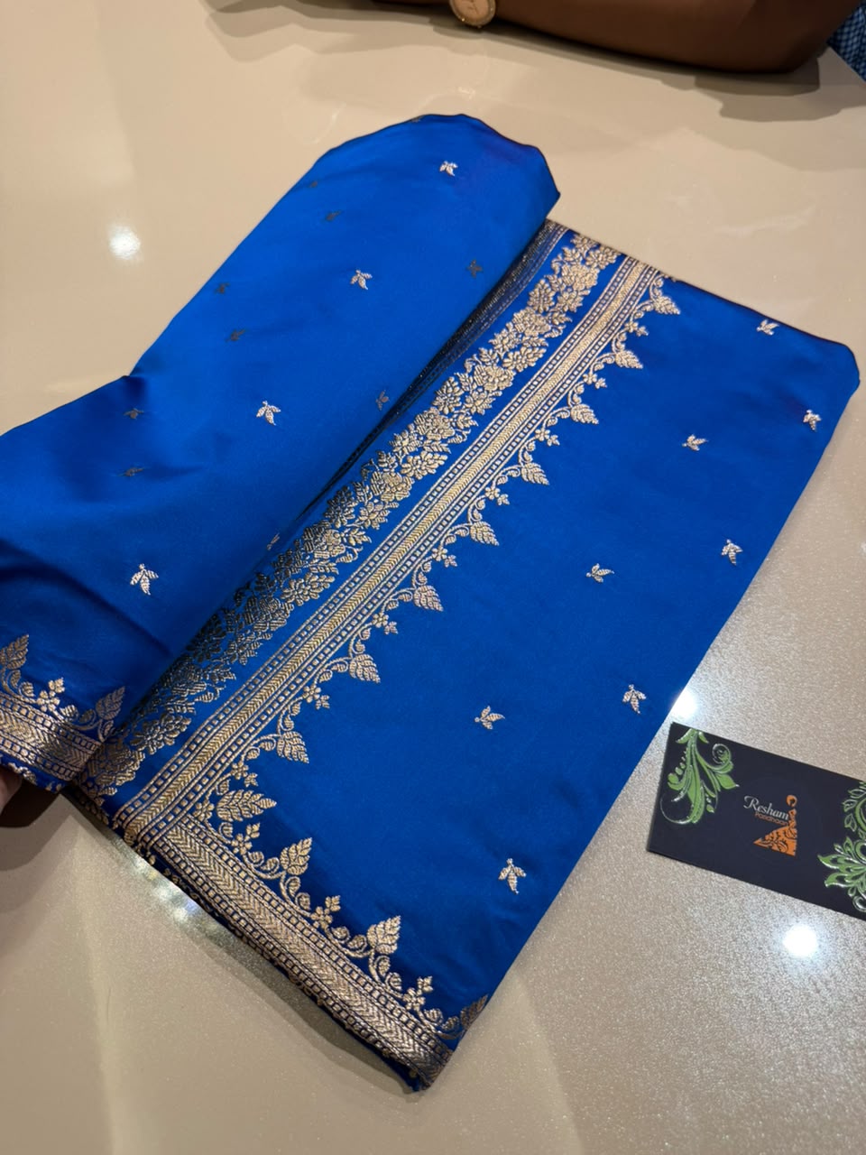 Royal Blue Premium Silk Saree with Silver Zari Floral Border Weaving