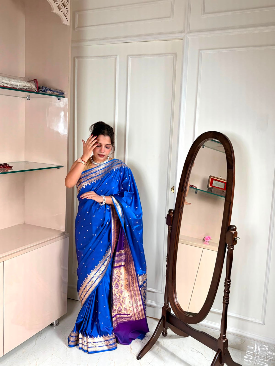 soft Premium Silk Saree with Silver Zari Floral Border Weaving