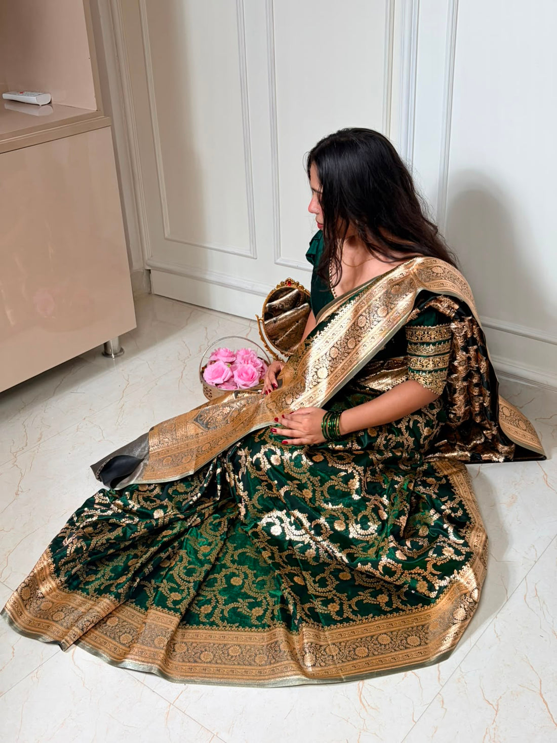Premium Banarasi Satin Zari Woven Traditional Saree