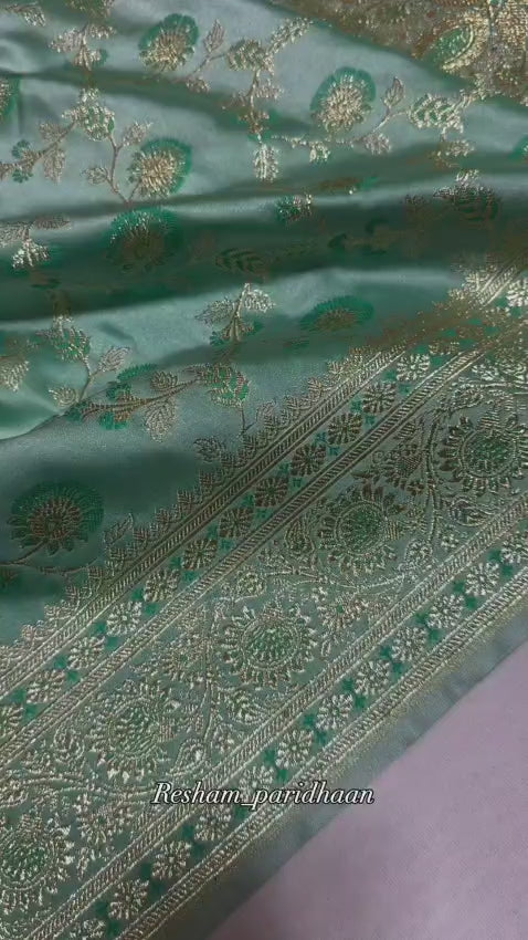 Pastel Banarasi Silk Blend Satin Saree