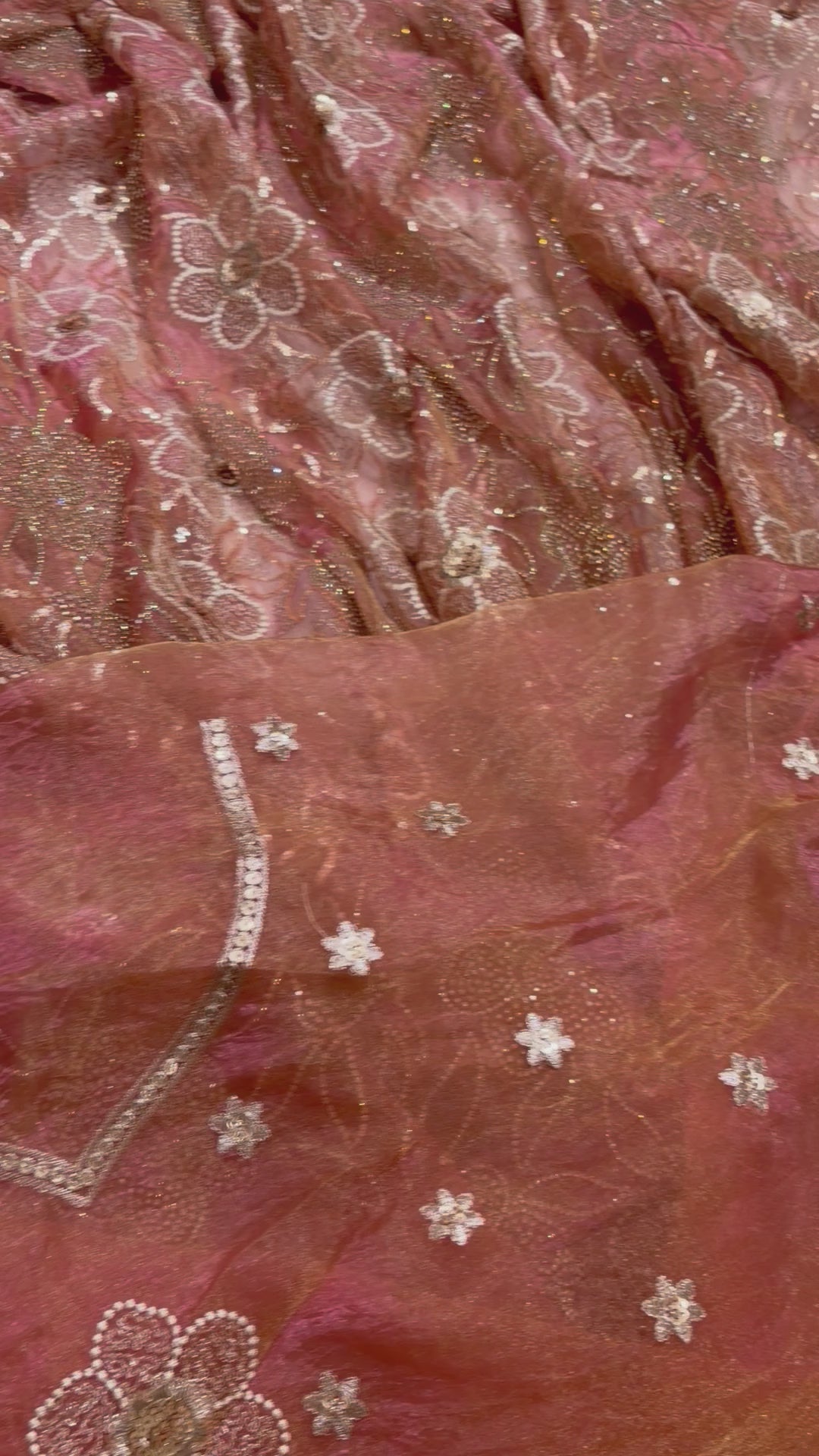 Peach Fancy Party Wear Saree with Intricate Stone Work