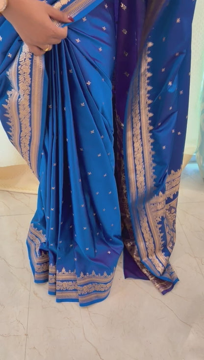 soft Premium Silk Saree with Silver Zari Floral Border Weaving