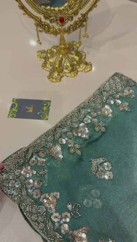 Dual Shade Tissue Saree with Ari &amp; Lard Amana Handwork