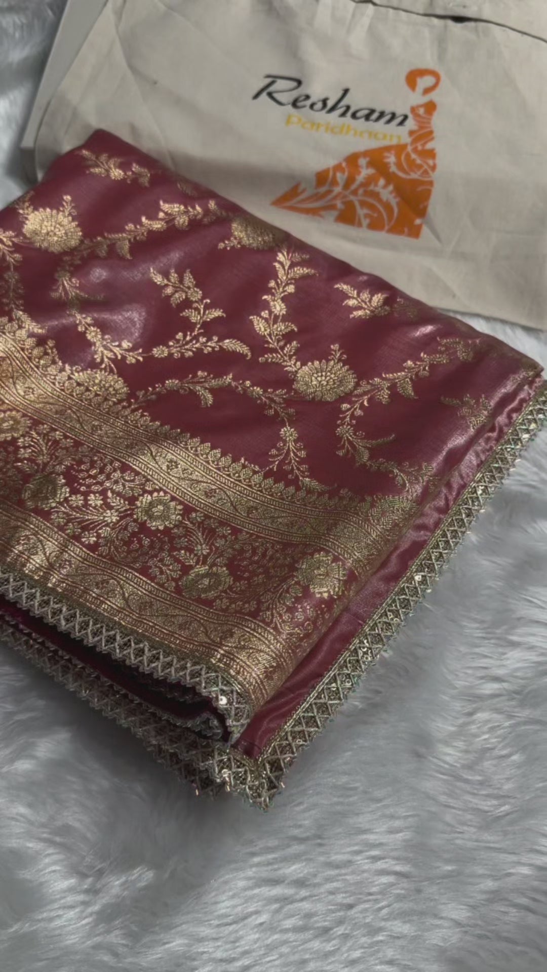 Rose banarasi satin saree