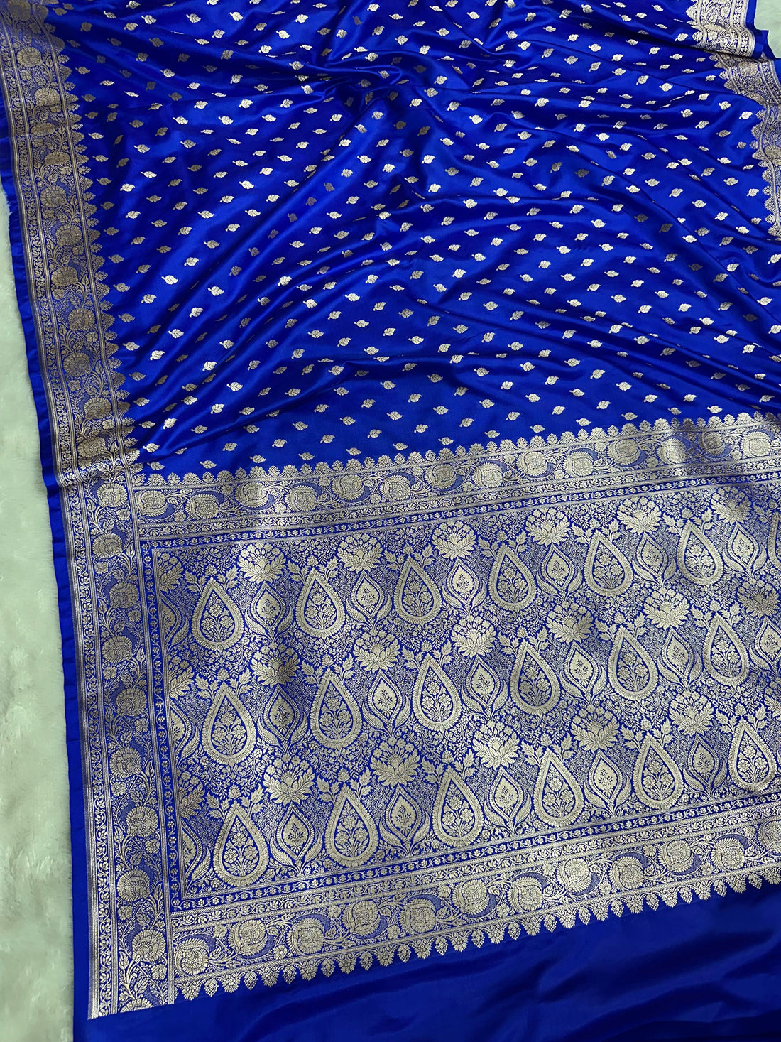 Royal blue with silver saree